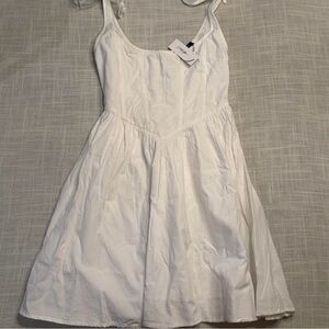 Nasty Gal White Corset Lace Back Tie-Shoulder Dress